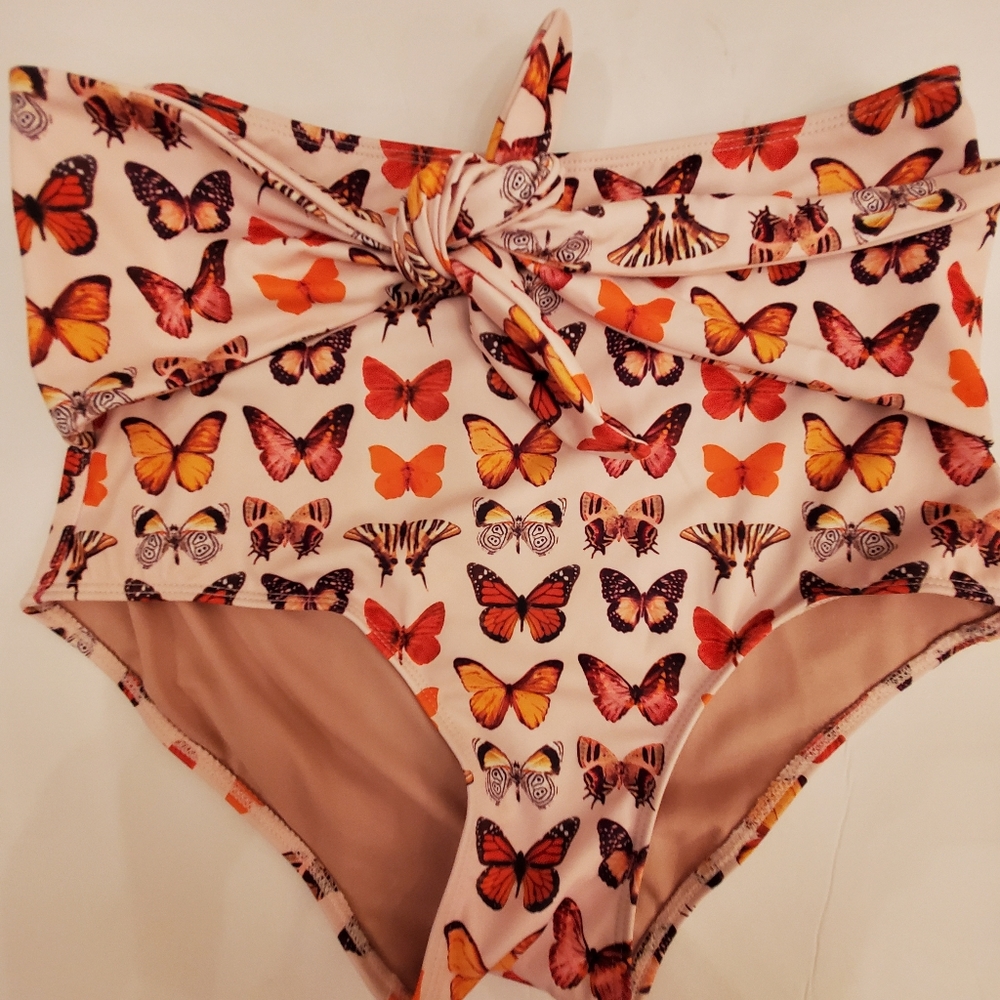 Kortni Jeane Butterfly High Waist  Swim  Bottoms Size Small